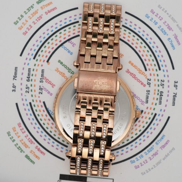 Michael Kors MK3220 Darci 39mm Women\'s Rose Gold Pave Bezel Watch - New Battery
